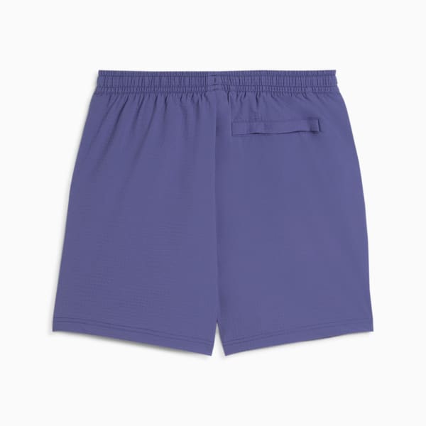 WARDROBE ESSENTIALS Men's Seersucker Relaxed 6" Shorts, Blue Crystal, extralarge
